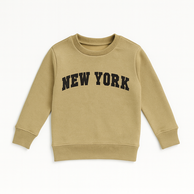 Boys Beige Sweatshirt – "NEW YORK" Embroidery Design